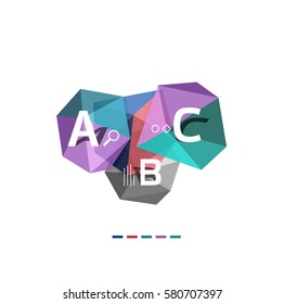 Moden low poly infographics template with A B C letters