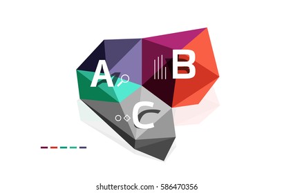 Moden low poly infographics template with A B C letters