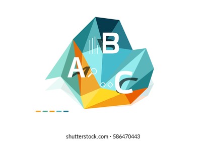 Moden low poly infographics template with A B C letters