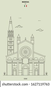 Modena cathedral, Italy. Landmark icon in linear style