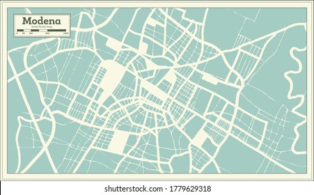 Modena Italy City Map in Retro Style. Outline Map. Vector Illustration.