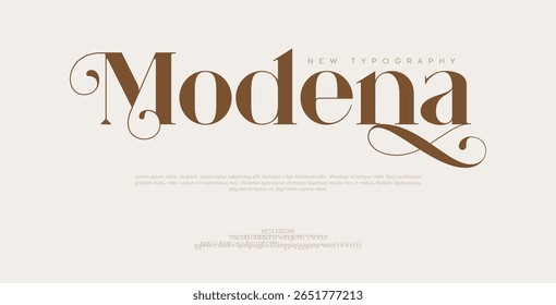 Modena Modern Luxury fonte alfabeto logotipo. Tipografia bela moda elegante letras clássicas serif italic fontes decorativas casamento vintage fonte e logotipos de marca.