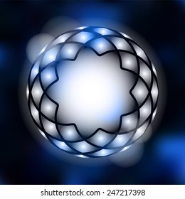 Moder abstract background with geometrical star shape curve and bokeh lights, vector illustration background