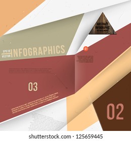 Moder abstract banner design for infographics, business design and website templates, cutout lines and numbers, retro colors. Esp 10 vector illustration