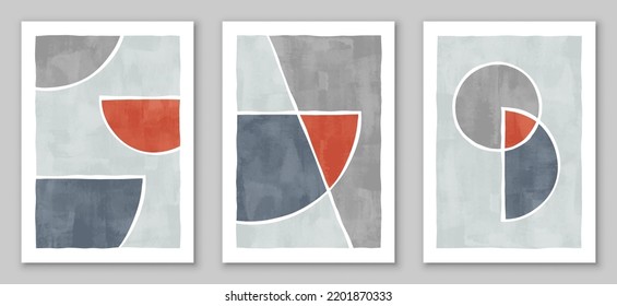 Moder design, hand painted illustrations for wall decoration, social media, banner, postcard, cover, background. Vector set