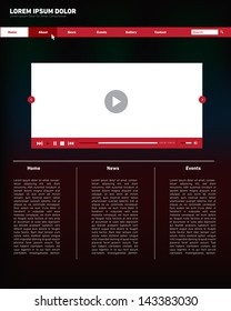 Moder Minimal Website Design, with Media Player.Softwear. Black, White and Red Colors.