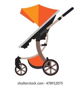 Moder vector Baby Stroller with new design. Flat and solid color design