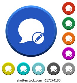 Moderate blog comment round color beveled buttons with smooth surfaces and flat white icons