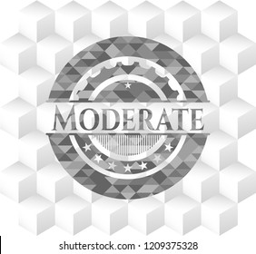 Moderate grey emblem. Vintage with geometric cube white background