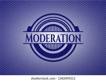 Moderation emblem with denim high quality background