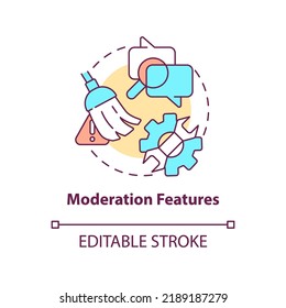 Moderation features concept icon. Commenting system attribute abstract idea thin line illustration. Assessment and control. Isolated outline drawing. Editable stroke. Arial, Myriad Pro-Bold fonts used