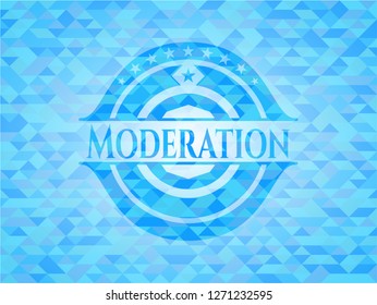 Moderation light blue emblem with mosaic background