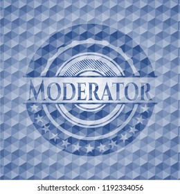 Moderator blue hexagon emblem.