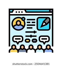 moderator control virtual conference color icon vector. moderator control virtual conference sign. isolated symbol illustration