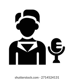 ícone de glifo do moderador gráfico vetorial de ilustração. Elemento simples ilustração vetor gráfico, adequado para aplicativo, sites e apresentações isolados no fundo branco