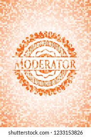 Moderator orange mosaic emblem with background