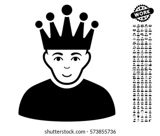 Moderator pictograph with bonus human images. Vector illustration style is flat iconic black symbols on white background.