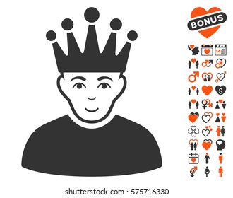 Moderator pictograph with bonus valentine images. Vector illustration style is flat iconic elements for web design, app user interfaces.