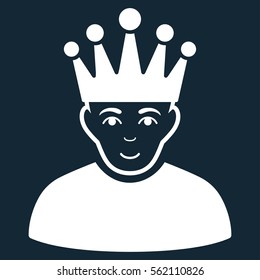 Moderator vector icon. Flat white symbol. Pictogram is isolated on a dark blue background. Designed for web and software interfaces.