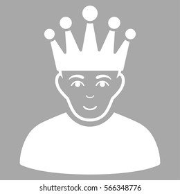 Moderator vector icon. Flat white symbol. Pictogram is isolated on a silver background. Designed for web and software interfaces.