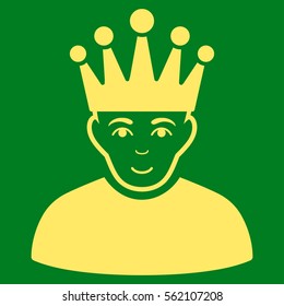 Moderator vector icon. Flat yellow symbol. Pictogram is isolated on a green background. Designed for web and software interfaces.