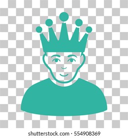 Moderator vector icon. Illustration style is flat iconic cyan symbol on a chess transparent background.