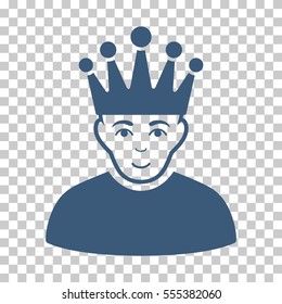 Moderator vector pictograph. Illustration style is flat iconic blue symbol on a chess transparent background.