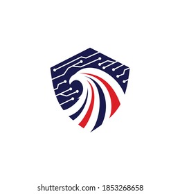 moderb abstract digital cyber security eagle tech shield vector icon