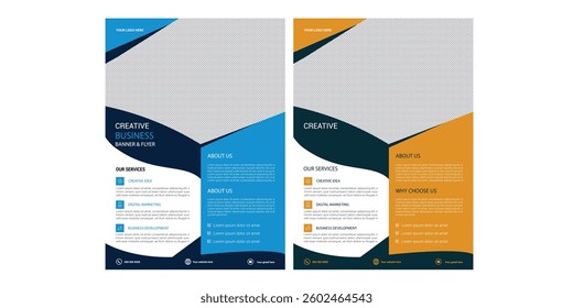  moderBusiness Flyer Template Corporate Brochure Design in Blue and Orange with Geometric Shapes and Wave Pattern for Professional Marketing and Modern Promotional Matern business presentation templat