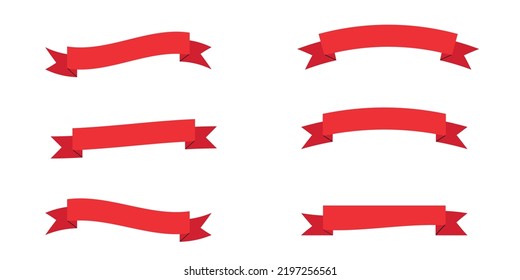 Moderen Styles of red Ribbons with white background