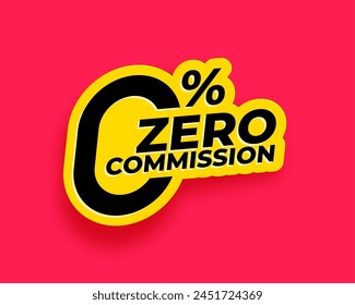 modern 0 percent commission offer tag background design vector