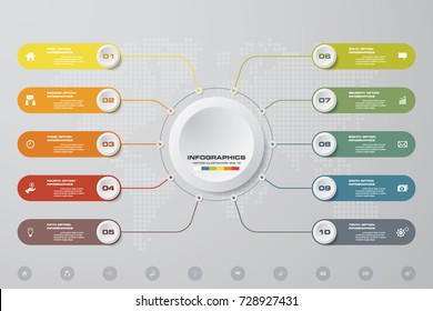 Modern 10 options presentation business infographics template. EPS 10.