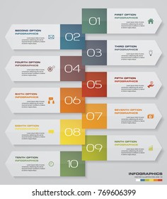 Modern 10 steps process. Simple&Editable abstract design element. EPS10.