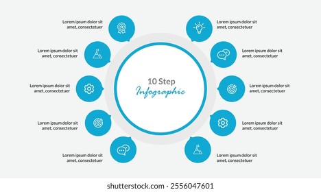 Modern 10-Step Infographic Template: Circular Design for Easy Process Representation and Flow