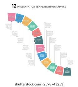 Modern 12 infographic design featuring clean, minimalistic aesthetics. Each box represents a distinct step or concept, connected seamlessly in a visually engaging layout. Ideal for business 