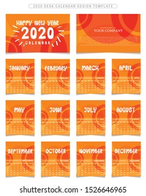 Modern 12 Page Desk & Wall 2020 Calendar Template for School, Collage, University and Office etc. Abstract & Colorful Table Calendar for 2020. Happy New Year 2020 Design