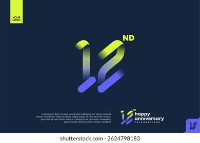 Modern 12nd Anniversary Celebration with Gradient Number and Minimalist Design for Corporate or Startup Branding