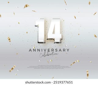 Modern 14th anniversary design. Vector design premium editable. Premium vector for poster, banner, celebration greeting.