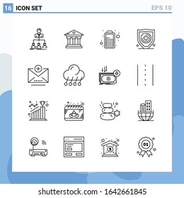 Modern 16 Line style icons. Outline Symbols for general use. Creative Line Icon Sign Isolated on White Background. 16 Icons Pack.