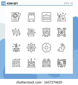 Iconos modernos de estilo de línea 16. Símbolos de esquema para uso general. Signo de icono de línea creativa aislado en fondo blanco. Paquete de 16 Iconos.