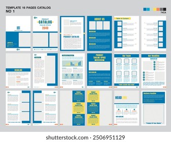 Modern 16 Pages Product or Profile Catalog Design, 16 PAGES CATALOG TEMPLATE, Catalogue Design Layout NO 1