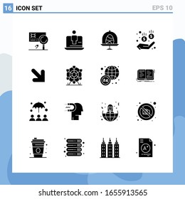 Modern 16 solid style icons. Glyph Symbols for general use. Creative Solid Icon Sign Isolated on White Background. 16 Icons Pack.