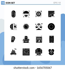 Modernos 16 iconos de estilo sólido. Símbolos de glifo para uso general. Signo de icono sólido creativo aislado en fondo blanco. Paquete de 16 Iconos.