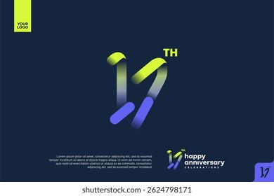 Modern 17th Anniversary Celebration with Gradient Number and Minimalist Design for Corporate or Startup Branding