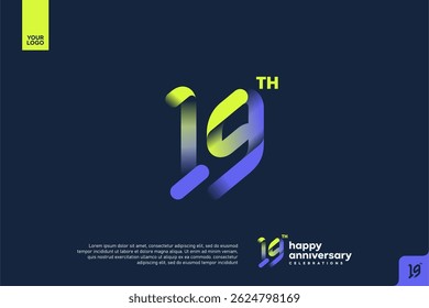Modern 19th Anniversary Celebration with Gradient Number and Minimalist Design for Corporate or Startup Branding