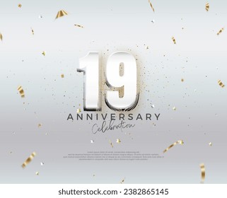 Diseño moderno con 19 años. Diseño de vectores premium editable. Vector premium para afiches, banner, saludo de celebración.