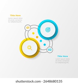 Modern 2 step circular infographic. Process options diagram. Vector illustration. Perfect for business, marketing, education, or website presentations.