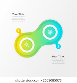 
Modern 2 step process infographic. Business connected circles with gradient colors. Vector illustration.