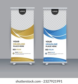 modern 2 template business roll up banner design, advertisement, pull up, vector illustration, Vector X-banner and Street Business Flag of Convenience, x-banner, exhibition display