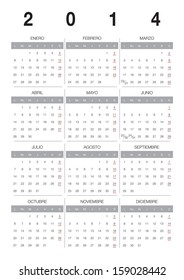 Modern 2014 vector calendar Spanish